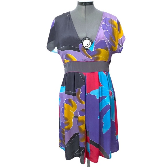 D.E.PT. Silk crossover dress with elastic waist - Picture 1 of 8